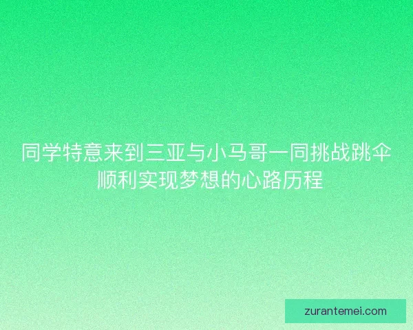 同学特意来到三亚与小马哥一同挑战跳伞 顺利实现梦想的心路历程